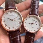 Copy Blancpain Lovers Watch Rose Gold Brown Leather Strap